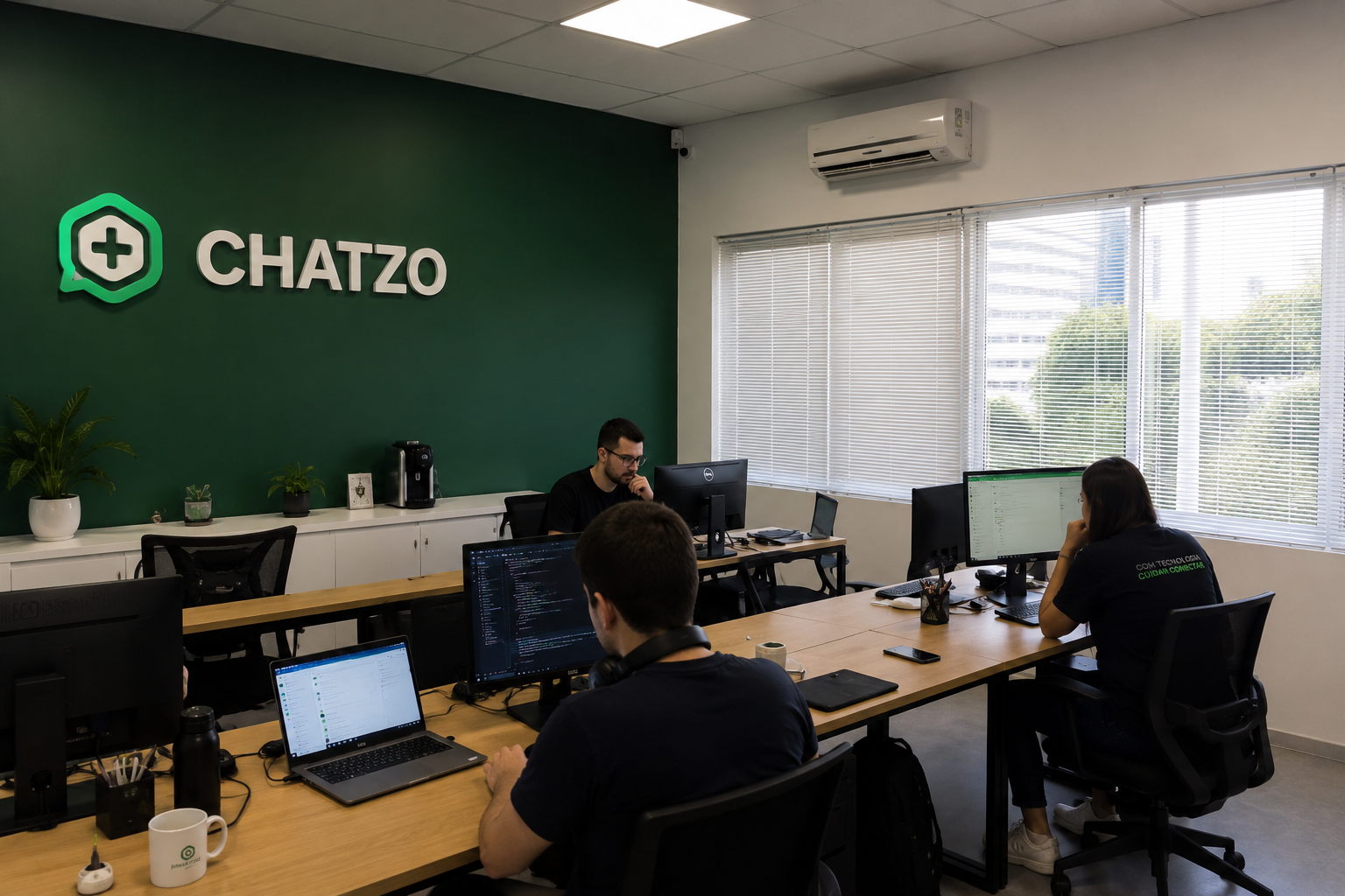 Time Chatzo no escritório, pronto para ajudar clínicas 24 horas por dia